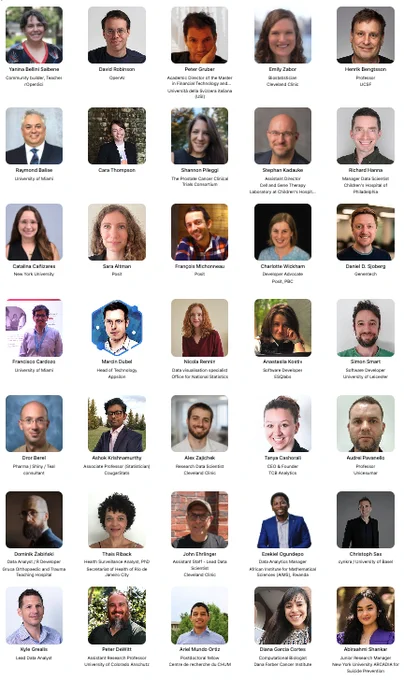 Many, many headshots of speakers from R/Medicine 2026