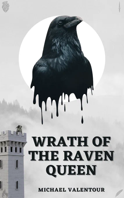 Image of a raven and a man on a tower. 