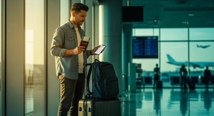 A traveler planning a budget-friendly trip from Kolkata while searching for cheap flight deals online. The scene shows a laptop displaying airline booking websites with fluctuating ticket prices, reflecting how airfare changes based on demand, timing, and travel dates. Nearby, a packed cabin bag and passport suggest preparation for a smart journey. The image represents practical strategies like booking flights early, comparing multiple platforms, using fare alerts, and choosing midweek travel to save money. It visually highlights how flexible planning, awareness of airline pricing patterns, and smart decision-making help travelers consistently find affordable flights from Kolkata in 2026.