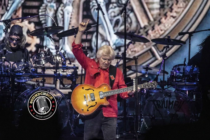 Rik Emmett of Triumph rocks the stage at Canadian Tire Centre in Ottawa during their Rock & Roll Machine Reloaded tour stop on May 2