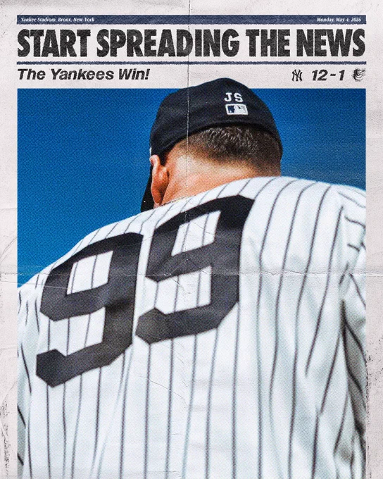 FINAL: Yankees 12, Orioles 1. 

Aaron Judge in a hat with "JS" on the back in honor of John Sterling. 