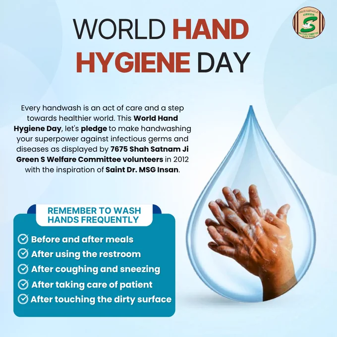 More than 50% of contagious diseases and infections can be avoided by following the simple practice of sanitizing or washing hands frequently with soap and water.
Let's follow Saint Dr Gurmeet Ram Rahim Ji's guidance, adopt hand hygiene as a part of daily routine, and foster a safer, healthier world.