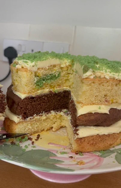 Layered cake with stratigraphy