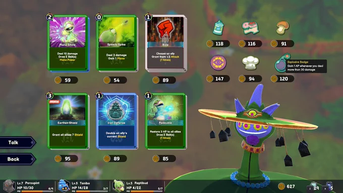 A screenshot of the merchant from Serial World, showing off six cards and six badges.