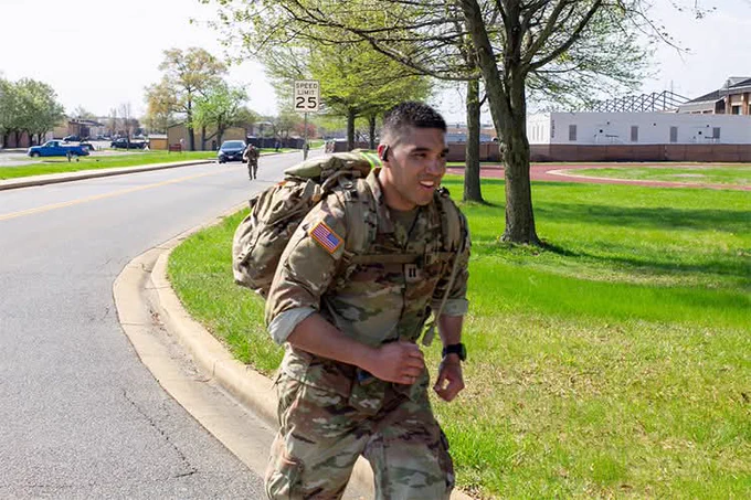 U.S. Army Capt. Mark Gutierrez completed the Norwegian Foot March (also known as the Marsjmerket, a ruck marching endurance event) at Joint Base Andrews on April 4, 2026.