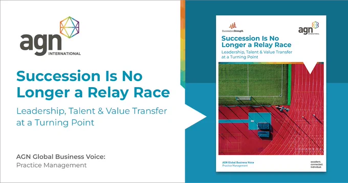 Succession is no longer a simple handover between generations.
What does succession look like in a profession where leadership expectations, talent dynamics, and ownership models are all shifting at once?
In our latest Global Business Voice - contributed by Rochelle Clark, Succession Strength, “Succession Is No Longer a Relay Race,” we explore how firms are rethinking leadership, talent, and value transfer at a critical inflection point.
The message is consistent across regions. Succession is being reshaped by structural pressures — weakening pipelines, shifting leadership demands, and a growing disconnect between planning and execution.
For firms navigating this transition, the question is no longer when succession happens, but how continuously it is being designed into the business itself.
Access publication: https://agn.org/insights/
Listen to our mini-podcast on Spotify:
https://open.spotify.com/episode/3T8DP0uEDN7y8Os4b3Sztc...
Also available at: https://agn.org/mini-podcast/