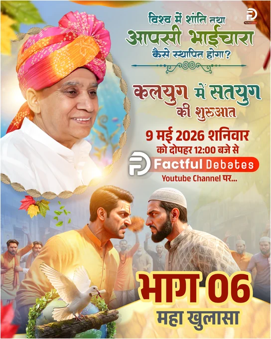 विश्व में शांति तथा आपसी भाईचारा कैसे स्थापित होगा? कलयुग में सतयुग की शुरुआत भाग - 06  || देखिए महा खुलासा 9 मई 2026 (शनिवार) को दोपहर 12:00 बजे से सिर्फ़ Factful Debates Youtube Channel पर।