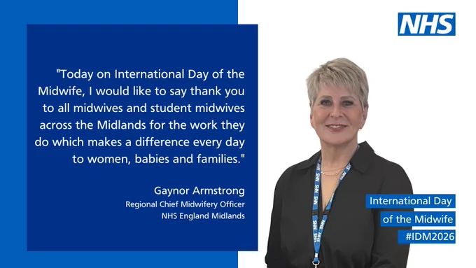Quote from Gaynor Armstrong thanking midwives and student midwives in the Midlands 