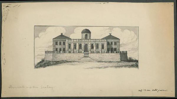 Skizze der Sternwarte auf dem Seeberg, [Gotha] 1901, FB Gotha, Goth 2° 37/1 (2). Die 1787 errichtete Sternwarte gilt als das erste freistehende Observatorium in Deutschland.
