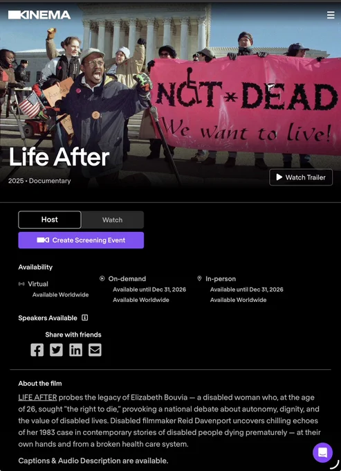 Screenshot of the linked video story in post Life After 2025 documentary.
