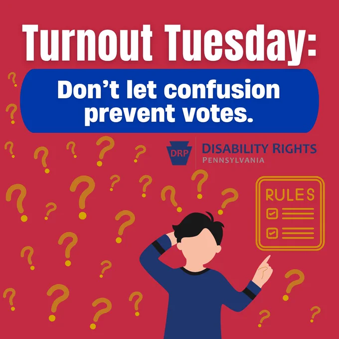 Image has a red background with a white text header and a blue textbox below it. Throughout the bottom of the graphic there are many orange question marks, a graphic of a man looking confused and a list graphic with a DRP logo. 