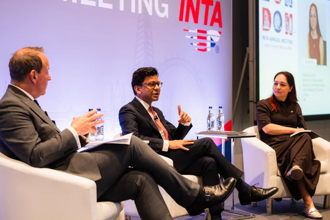 IPO CEO Adam Williams, Minister Narayan and IPO Director of Enforcement, Business and International, Natasha Chick