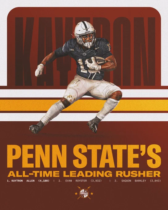 Graphic. It features a cutout of Kaytron Allen. It says "Penn State's all-time leading rusher" at the bottom.