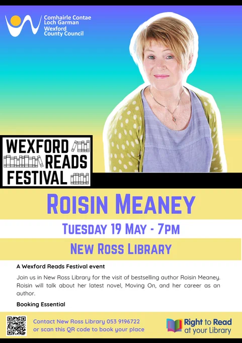 In Conversation with Róisín Meaney - A Wexford Reads Festival event, in New Ross Library

Join us at #NewRossLibrary as we welcome much‑loved Irish author #RóisínMeaney

🔗https://wexfordcoco.libcal.com/event/4528716

Tuesday May 19 from 7:00pm - 8:00pm

#WexLibraries #WexfordReadsFestival #Wexford @wexfordcoco 