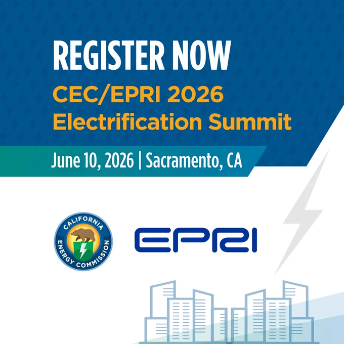 Pictures of the California Energy Commission seal, the word "EPRI" and tall buildings.