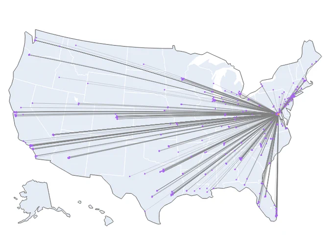 Movement of lobbyists from corporate HQs to federal government buildings in Washington DC.