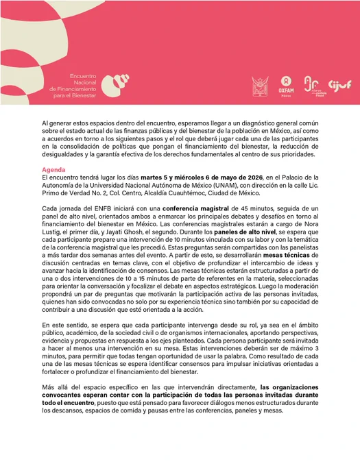 Primer Encuentro Nacional de Financiamiento para el Bienestar 