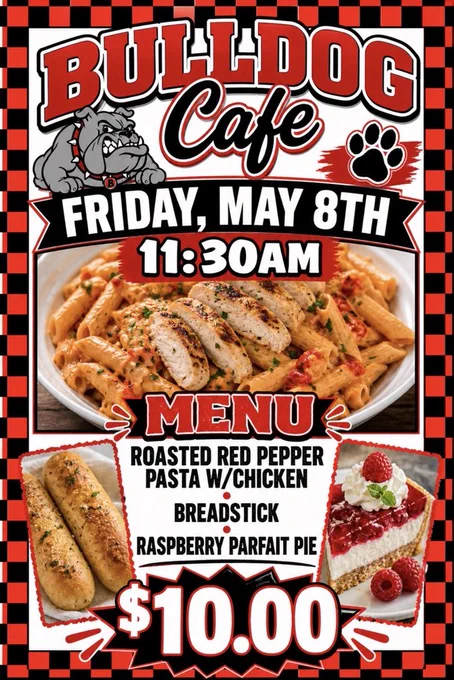May 8th Bulldog Cafe. get signed up on Bound.