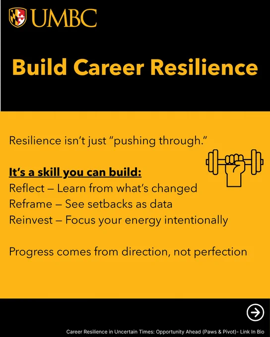 Illustrated page titled “Build Resilience,” with icons or visuals highlighting strategies for staying grounded and strengthening professional skills.