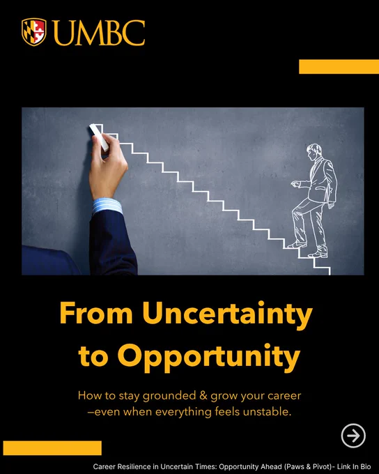 From Uncertainty to Opportunity,” featuring abstract graphics symbolizing growth and career transformation.