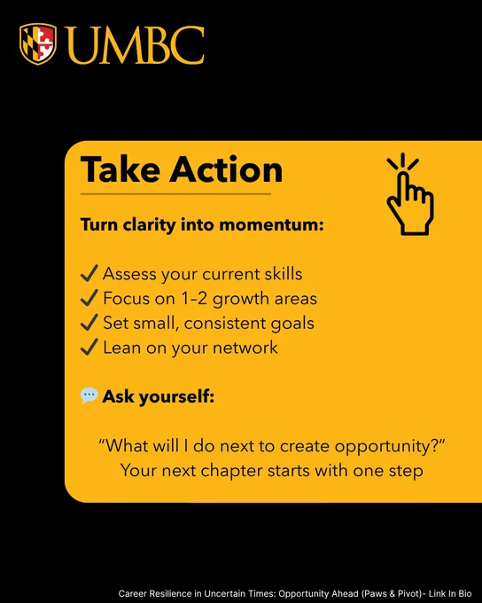 featuring actionable steps, checklists, or icons that encourage proactive career growth despite uncertainty.
