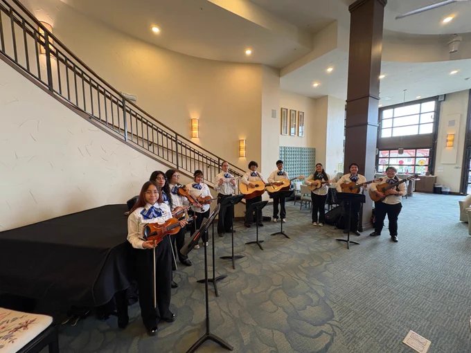 Image of high school mariachi band at a senior center