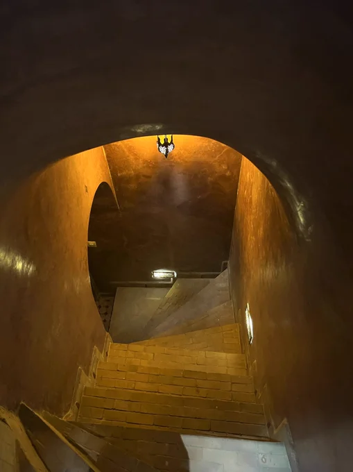 The second set of stairs descending into the Hammam at Riad Kalaa