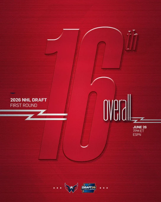 The Washington Capitals have been awarded the 16th overall pick in the 2026 NHL Draft.