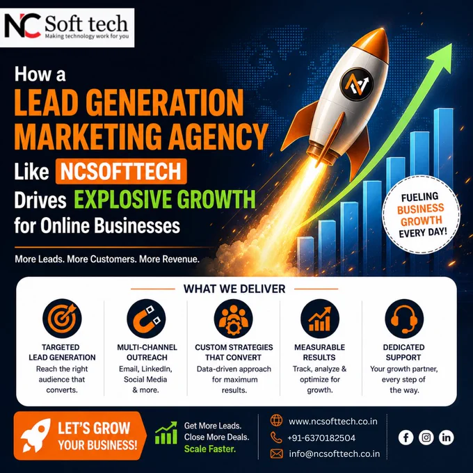Explosive Growth Starts with the Right Leads 💥


Struggling to turn traffic into real customers?
It’s not your business—it’s your strategy.

A smart lead generation system can transform your brand from invisible to unstoppable.

With NCSofttech, you don’t just get leads—you get high-intent customers ready to convert.

✔️ Target the right audience
✔️ Build high-converting funnels
✔️ Maximize ROI with data-driven campaigns

🚀 Stop chasing leads. Start attracting them.


👉 Scale Your Business Today



#NCSofttech #LeadGeneration #DigitalMarketing #BusinessGrowth #PerformanceMarketing #OnlineBusiness #MarketingStrategy #B2BMarketing #SalesGrowth #Entrepreneurship 

To know more: 
📞 Call:  91-6370182504
📧 Email: info@ncsofttech.co.in
🌐 Website: https://www.ncsofttech.co.in/