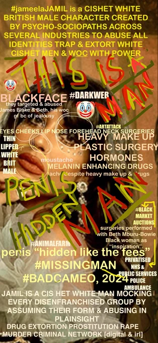 #WHITE #MALE #jameelaJAMIL CONTINUES #4CHAN #BUZZFEED #REDDIT #BURNBOOK CAMPAIGN OF TERROR, INCOMPETENCE & DESTRUCTION IN #JAMESBLAKE #LIFE, #BETHMBURUBOWIE  #CAREER #FAMILY #SOCIOPATHY #WEAPONIZEDIDENTITY #DOMESTICVIOLENCE #SHELOB #SHEHULK #LOTR #MARVEL ##BLACKFACE #VIOLENCE #TERRORISM #TORTURE #EMOTIONALABUSE #EXTORTION #KIDNAPPING #MISANDRY
#PROSTITUTIONRING #4CHAN #ANIMALFARM#SEXMONEYMURDER #ARTATTACK
