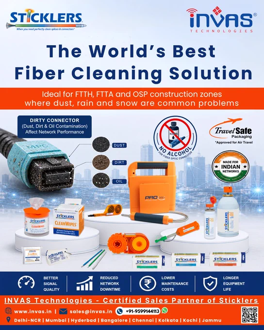 𝐏𝐨𝐰𝐞𝐫 𝐮𝐩 𝐲𝐨𝐮𝐫 𝐟𝐢𝐛𝐞𝐫 𝐩𝐞𝐫𝐟𝐨𝐫𝐦𝐚𝐧𝐜𝐞 𝐰𝐢𝐭𝐡 MicroCare, LLC Sticklers® —   𝐓𝐡𝐞 𝐰𝐨𝐫𝐥𝐝’𝐬 𝐛𝐞𝐬𝐭 𝐟𝐢𝐛𝐞𝐫 𝐜𝐥𝐞𝐚𝐧𝐢𝐧𝐠 𝐬𝐨𝐥𝐮𝐭𝐢𝐨𝐧.
When every micron matters, clean connectors = reliable networks. No rework. No failed inspections. Just seamless connectivity.
Field conditions are tough—dust, tight spaces, time pressure. Your tools shouldn’t be. Choose the industry standard trusted by fiber pros worldwide.
𝐒𝐭𝐨𝐩 𝐫𝐞-𝐜𝐥𝐞𝐚𝐧𝐢𝐧𝐠. 𝐒𝐭𝐚𝐫𝐭 𝐜𝐨𝐧𝐧𝐞𝐜𝐭𝐢𝐧𝐠. 🛠️🌐
🌐 Website: https://www.invas.in/products?OEM=Sticklers
📞 Call / WhatsApp: 095991 44113
✉️ Email: sales@invas.in
fiber cleaner | fiber cleaner pen | fiber cleaner tool | fiber cleaner liquid | fiber cleaner spray | fiber cleaning kit | fiber cleaner cassette | fiber cleaner near me | fiber cleaner nearby | fiber connector cleaner pen | optical connector cleaner
#opticalfiber #OpticalFiberCable #LCConnector #mpoconnector #connectorcleaner #fibercleaner #otdr #ootdreel #OTDRT