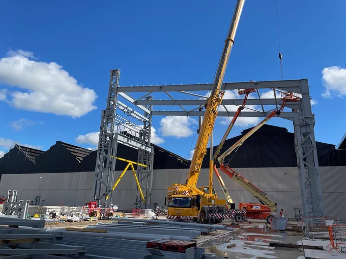 Images captured following the start of steelwork assembly of the New Forge at Sheffield Forgemasters