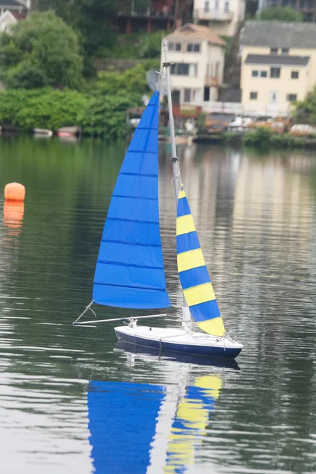 Pitt's sailbot, the Dan Marina, racing in a regatta.