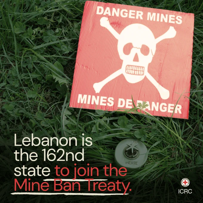 Lebanon is the 162nd state to join the Mine Ban Treaty.