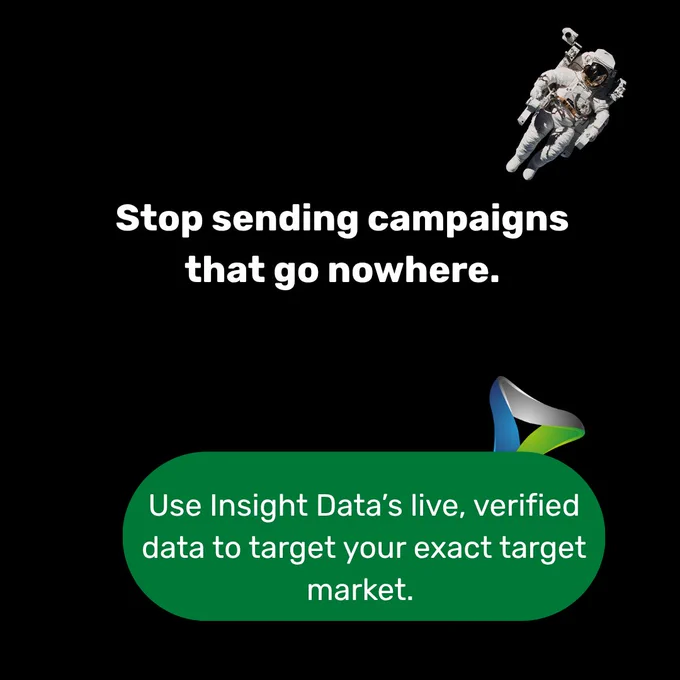 A promotional image featuring an astronaut and marketing text about targeting campaigns. The tone is informative and motivational.