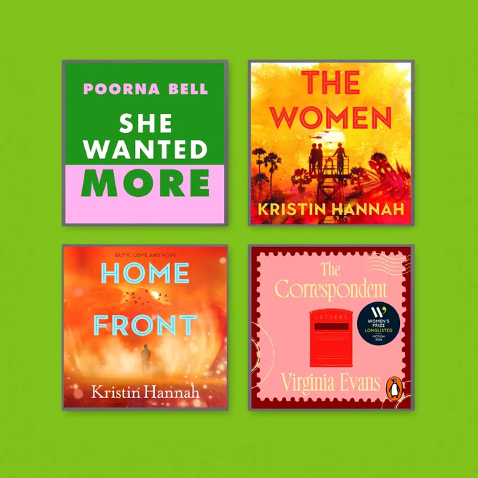 covers of four books including The Correspondent by Virginia Evans 