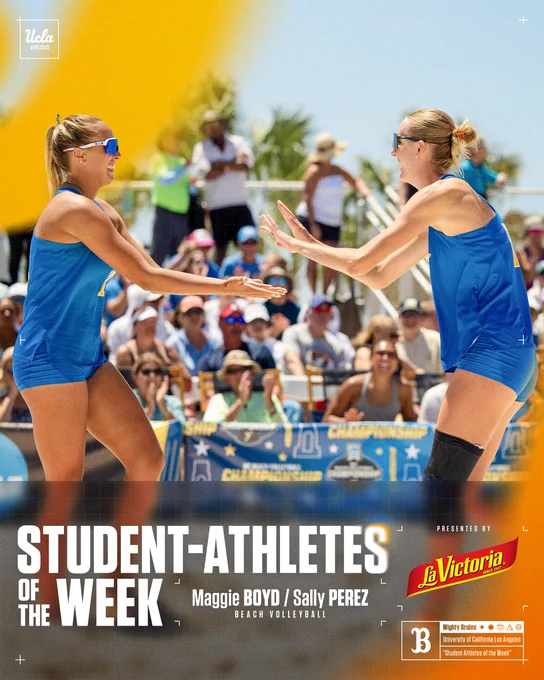 Maggie Boyd and Sally Perez of Beach Volleyball are awarded UCLA Student-Athletes of the Week
