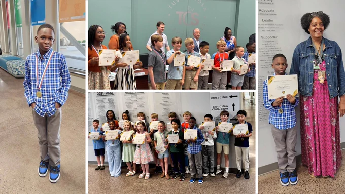 National Math Stars students being recognized at the school board meeting.