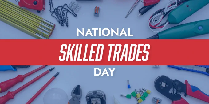 National SKilled Trades Day text with tools in background