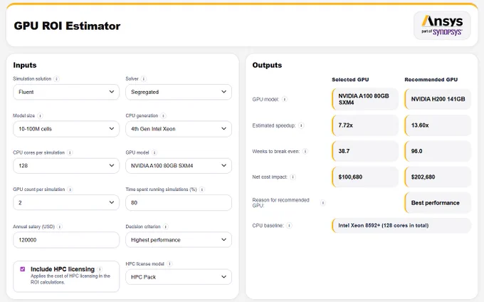 GPU ROI Estimator screenshot.