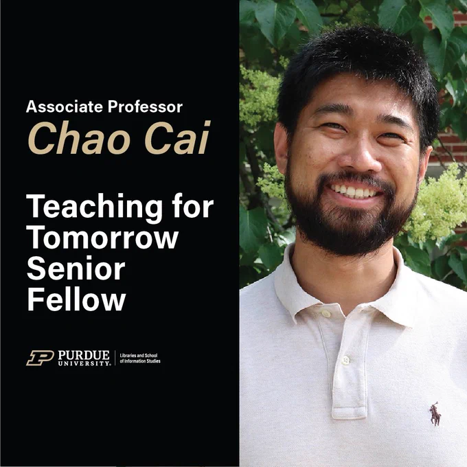 Associate Professor Chao Cai smiling in a white polo top outside in front of trees