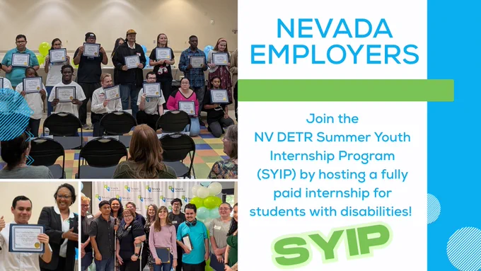 Group of diverse individuals proudly holding certificates at a Nevada Employers event promoting the Summer Youth Internship Program for students with disabilities.