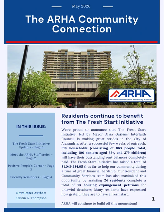 Cover page for The ARHA Community Connection, May 2026 edition.