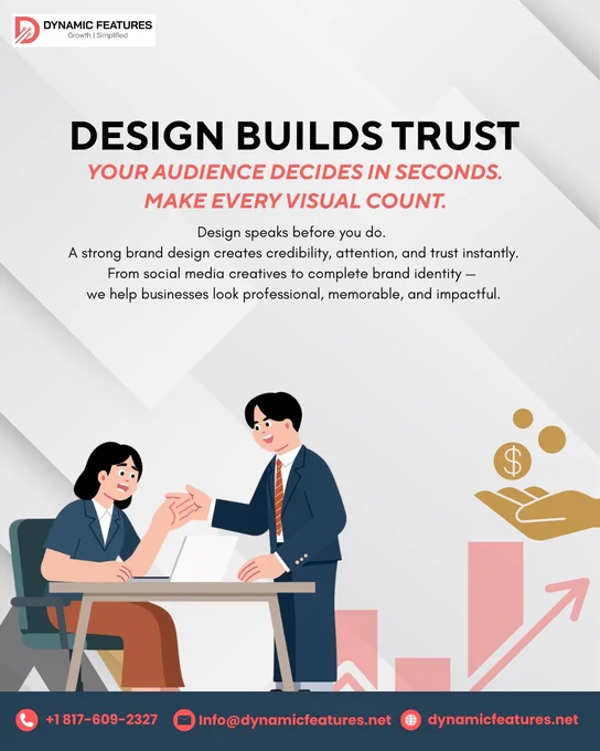 Design builds trust. 🎨
Your audience decides in seconds.

Strong visuals create credibility, attention, and lasting brand impact. Make every visual count with Dynamic Features. 🚀

🌐 https://dynamicfeatures.net/

#GraphicDesign #Branding #DigitalMarketing #DynamicFeatures