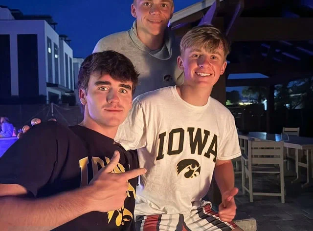 Students in Iowa gear.
