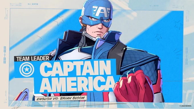 A close-up of Captain America during his intro.