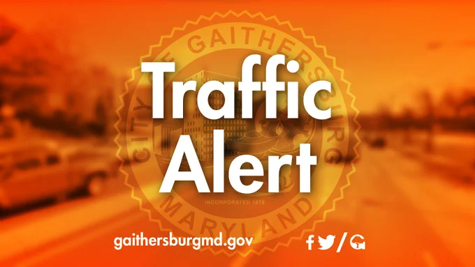 Traffic Alert with Gaithersburg seal.