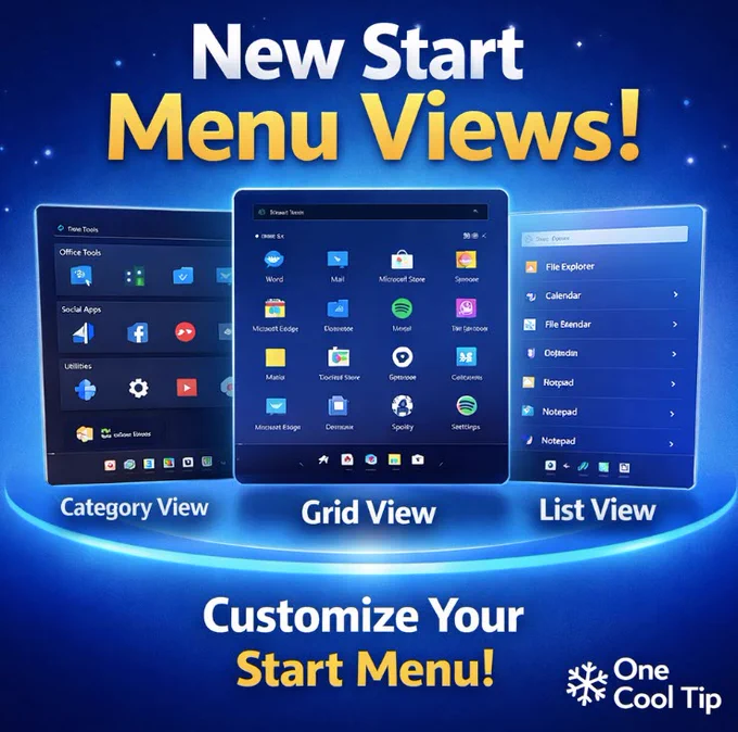 🧭 “Lost In Your Apps? 

New in Windows 11: Category, Grid, and List views turn Start into a real app launcher, not a cluttered wall of icons. See how to find any app in two clicks and tune Start for work, school, or home.

#Windows11 #Microsoft #Productivity #StartMenu #ITPros #RemoteWork @Windows #TechTips #OneCoolTip @onecooltip

https://www.onecooltip.com/2026/05/windows-11s-new-start-app-views-find.html
