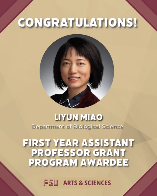 Congratulatory graphic for Liyun Miao.