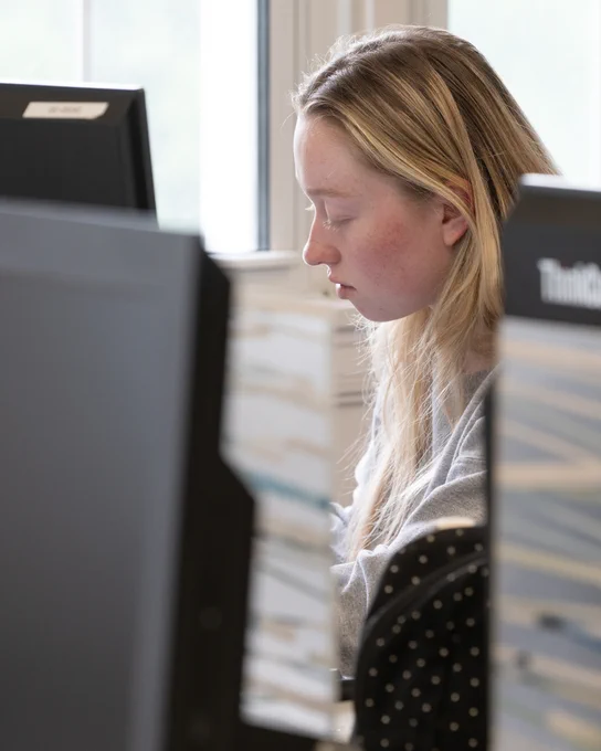 Student in a computer lab.